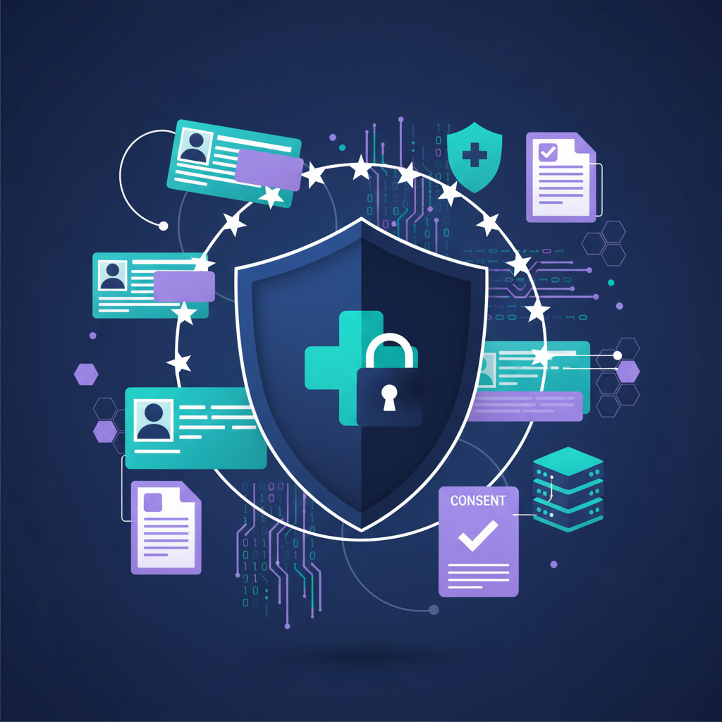 GDPR compliance and medical data protection illustration