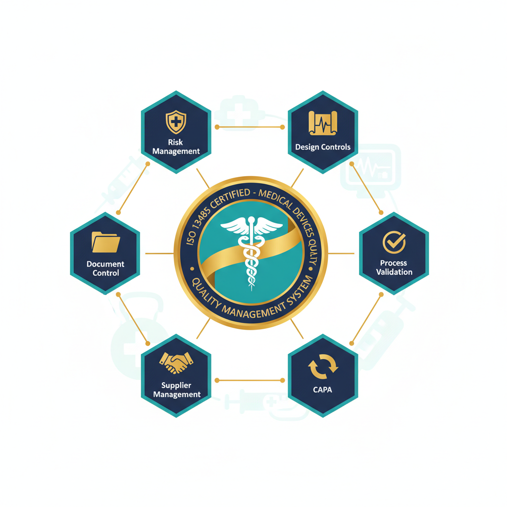 ISO 13485 quality management system illustration for life science software development