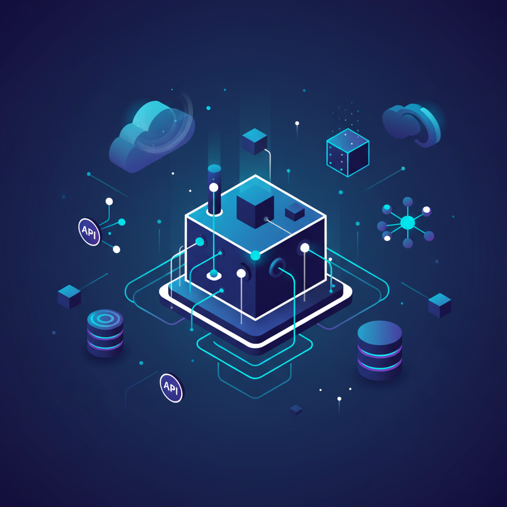 Abstract representation of interconnected software components forming a robust and scalable architecture.